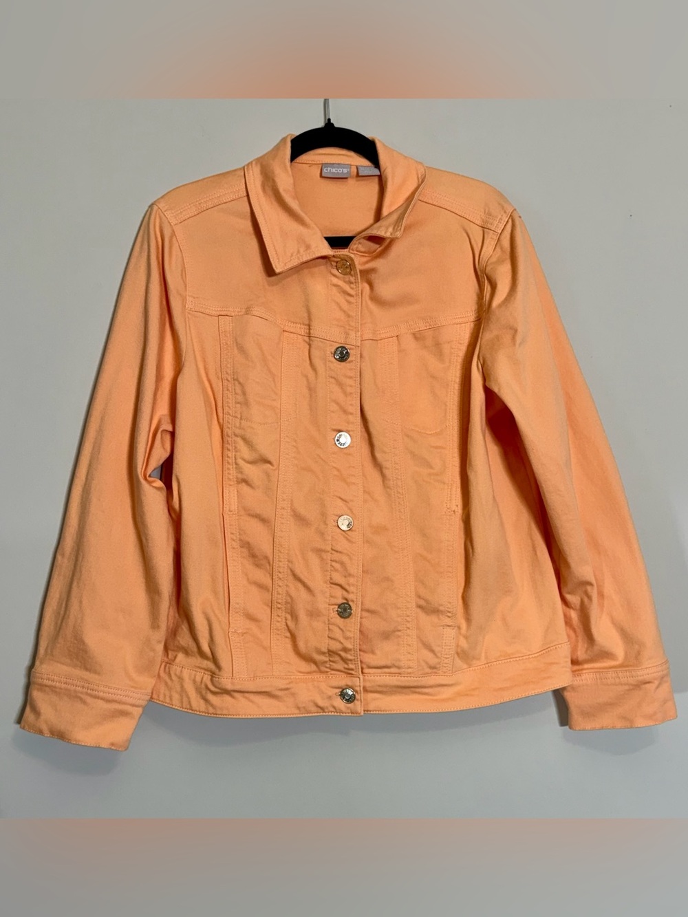 Chico’s Peach Orange Stretch Denim Jacket Chico’s Size 2 - Women’s 12/14